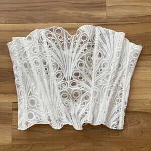 NWT Perfect Corset New York White Lace-Up Boned Top Size XS Chic Feminine